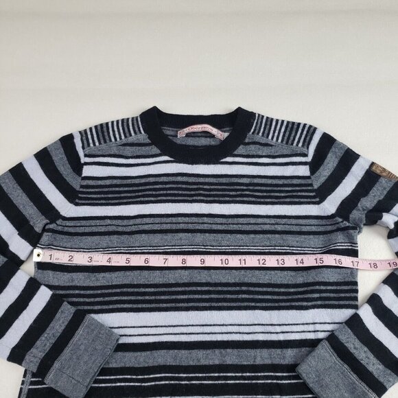 Obermeyer Merino Wool Blend Sweater Womens Large Gray Striped Ski Pullover - Picture 7 of 9